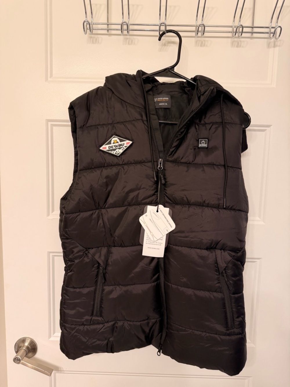 Black Quilted Heated Hooded Puffer Vest